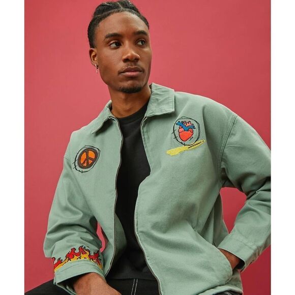 Forever 21 x Ron Bass We Are The chosen Ones Jacket Green Size Medium New - Picture 1 of 7